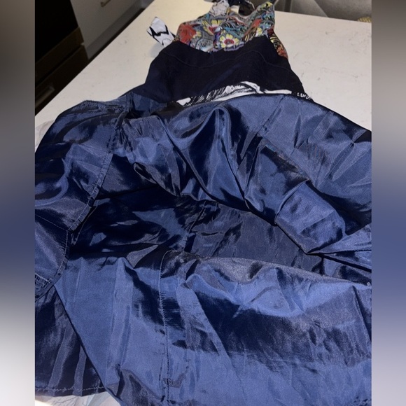 Nine West navy multi floral fitted flare dress Sz 8 - Picture 11 of 13